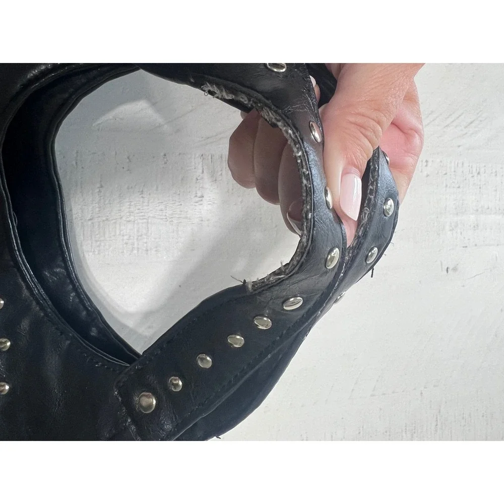Y2K Susan Nichole Padilla Art Love Heart Studded Black Faux Leather Boho Handbag - Picture 6 of 8